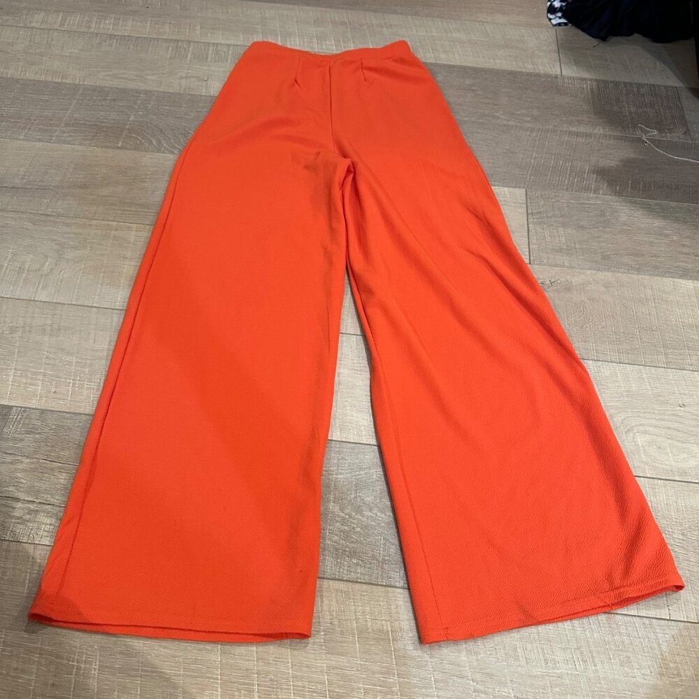 BOOHOO WOMENS ORANGE WIDE LEG PANTS SIZE 6